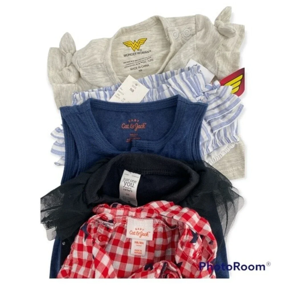 Cat & Jack Baby Lot of 5 Printed Mixed Clothes Top And Bottom Newborn